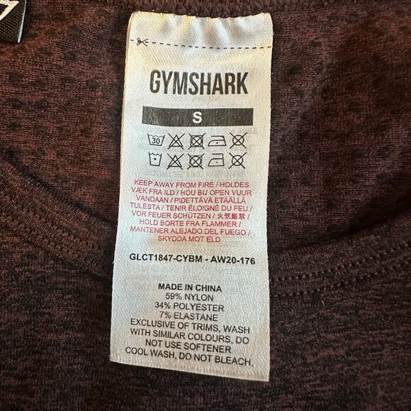 Gym Shark Dark Purple, Cropped, Long Sleeve, Seamless Athletic Top- S - Picture 3 of 8